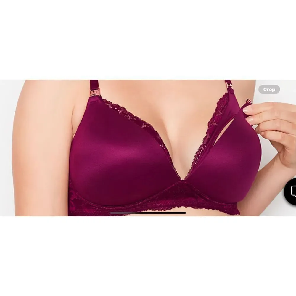 Victoria’s Secret lace wing wireless bra 38DDD in ￼ burgundy/Wine color